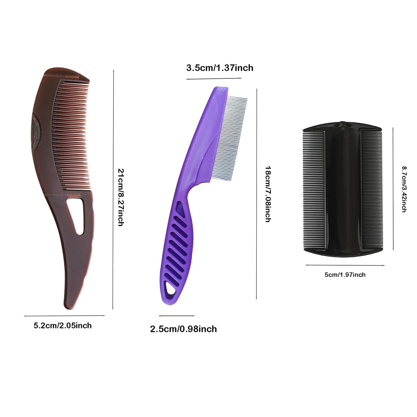 3 pcs Dandruff Scalp Psoriasis Comb Dandruff Removal Comb Stainless Steel Fine Tooth Comb Multifunctional Hair Grooming Scalp Sweep Detoxing Comb for Kids and AdultsS Dandruff Removal (Purple)