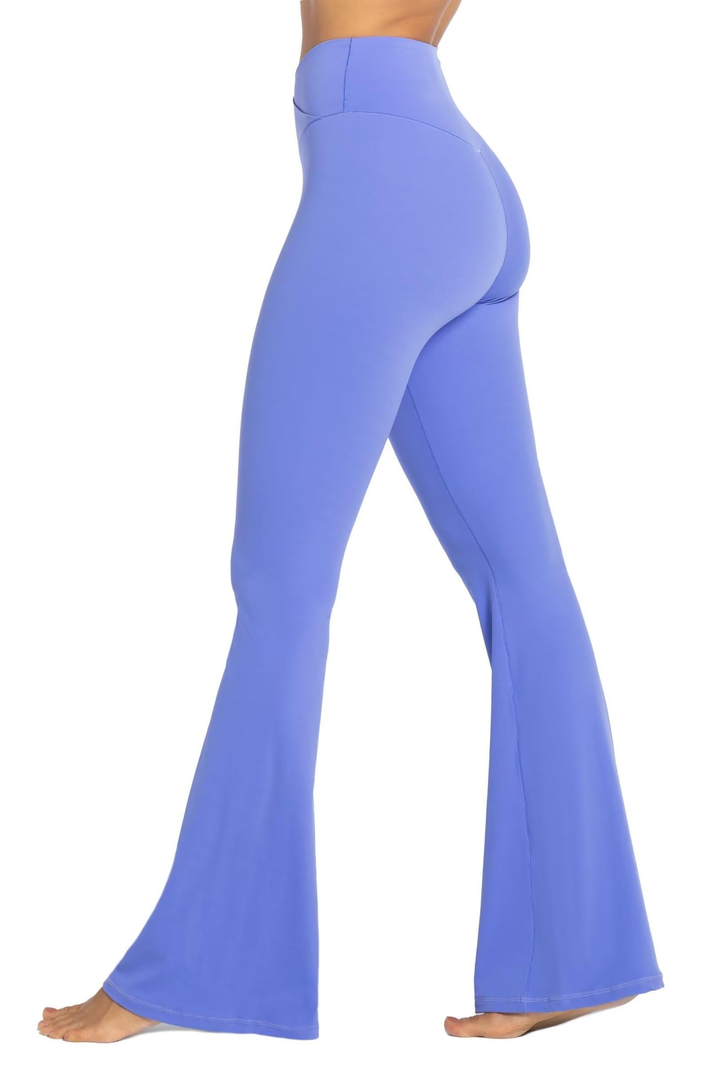 Sunzel Flare Leggings, Crossover Yoga Pants with Tummy Control, High-Waisted and Wide Leg, 30" Inseam, Periwinkle X-Small