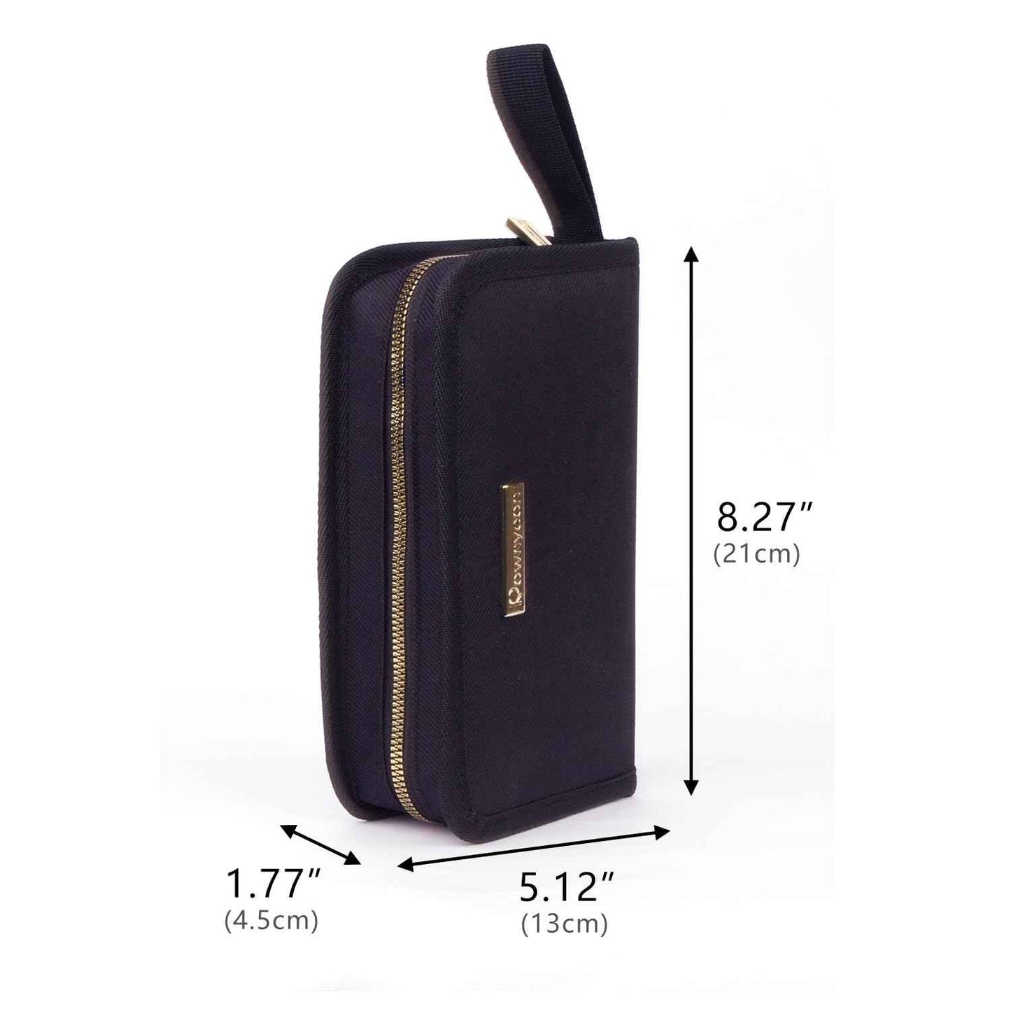 ROWNYEON Lipstick Organizer Bag for Short Lipstick,16 Slots Travel Lipstick Carrying Case, Portable Lip Storage Bag 1 Pack | L 8.27xW 5.12x1.77 inch | Gold Zipper