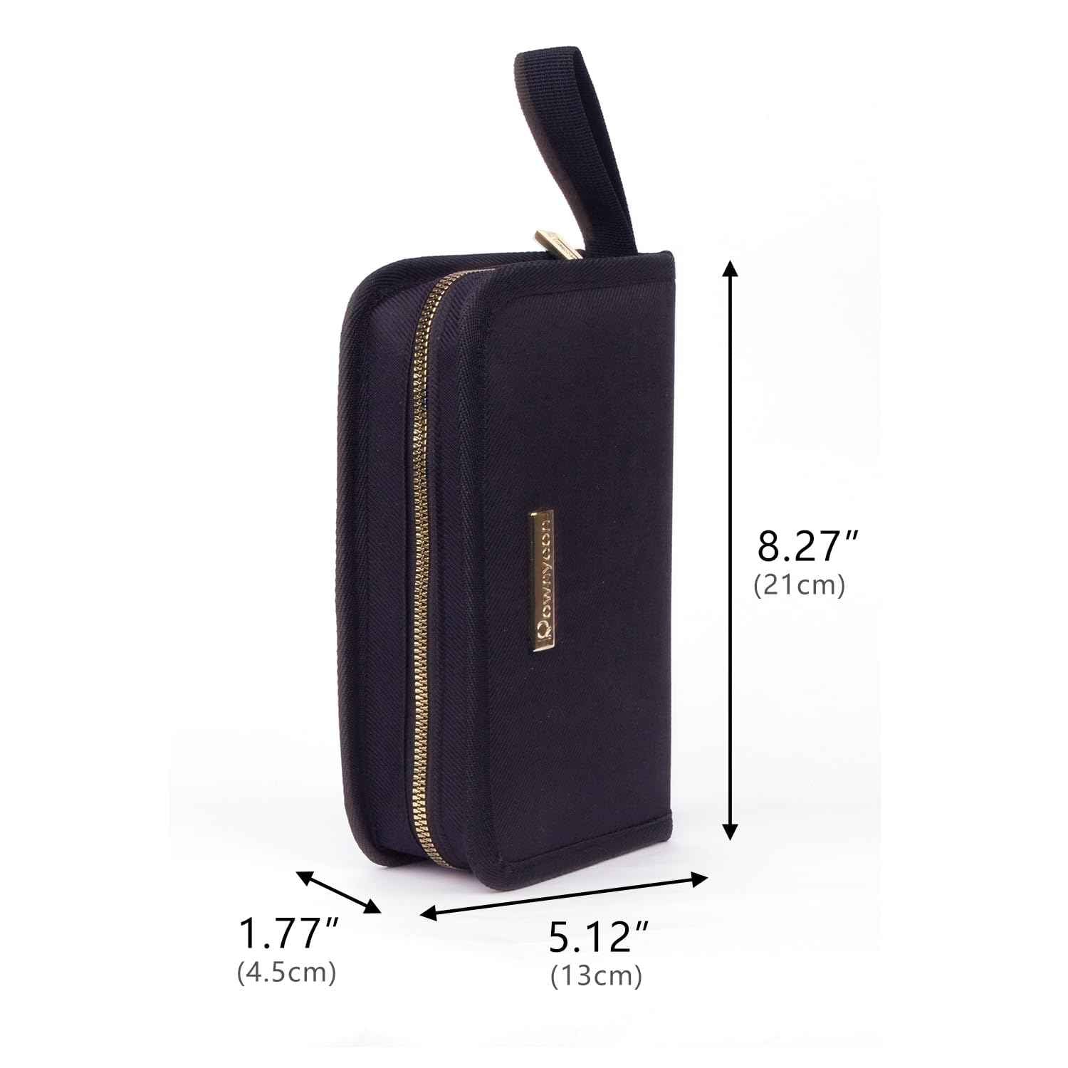 ROWNYEON Lipstick Organizer Bag for Short Lipstick,16 Slots Travel Lipstick Carrying Case, Portable Lip Storage Bag 1 Pack | L 8.27xW 5.12x1.77 inch | Gold Zipper