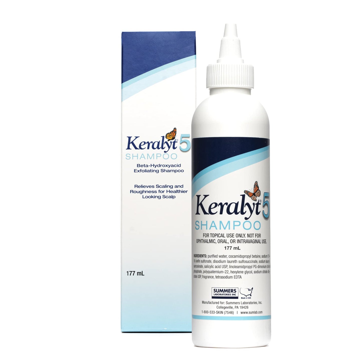 Keralyt 5 Anti-Dandruff Shampoo - Max Strength 5% Salicylic Acid Scalp Build-Up Clearing - Promotes Relief from Dandruff, Psoriasis, Seborrheic Dermatitis, Dryness, and Itchiness, 177 milliliters