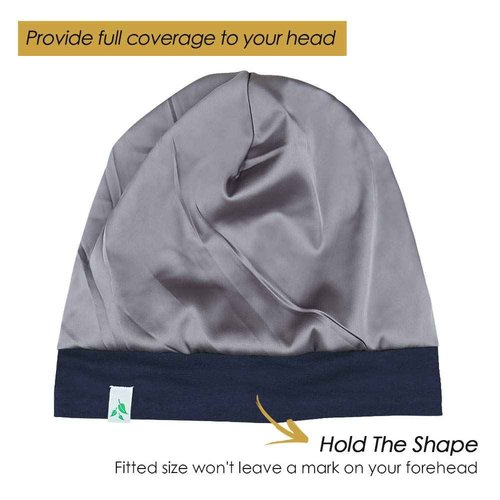 Hair Sleep Hat for Bald Men Night Cotton Blue Black