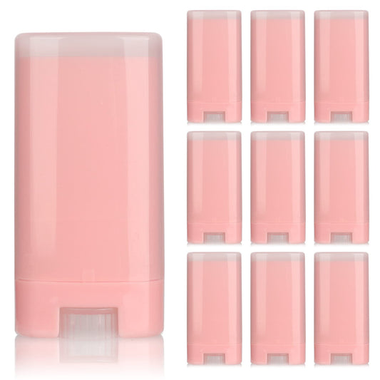 10 PCS plastic empty 15g Pink oval shape lip balm tube deodorant containers 0.5oz lipstick tube small wax packing container