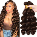 #4 Brown Loose Deep Wave Bundles - Unprocessed Brazilian Hair 14"