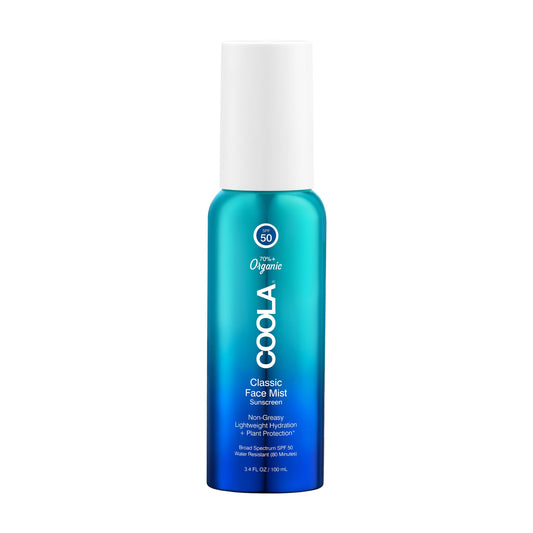 COOLA Organic Sunscreen SPF 50 Sunblock Face Mist, Dermatologist Tested Skin Care for Daily Protection, Vegan and Gluten Free, Natural Fragrance, 3.4 Fl Oz