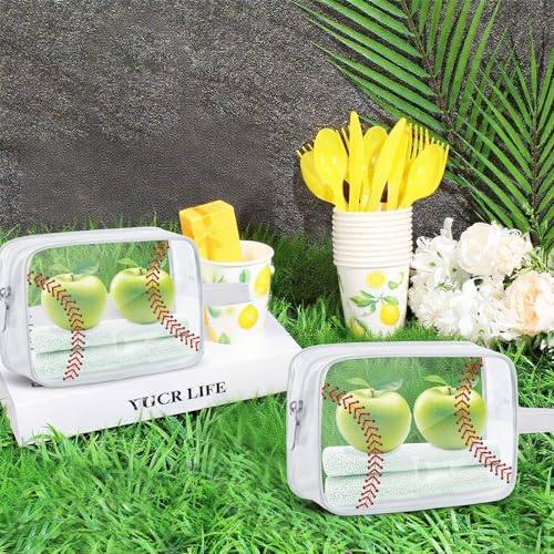 16PCS Baseball Cosmetic Bag - Waterproof Baseball Clear PVC Travel Bag,Baseball Gift Accessories Bags Goodie Snack Makeup Bag,Toiletry Zipper Pouch Organizer,Baseball Team Gifts for Girls Team Player