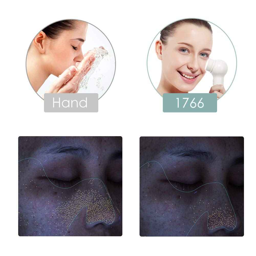 Face Scrubber Exfoliator, TOUCHBeauty Upgraded Rechargeable Electric Facial Cleansing Brushes with 3 Brush Heads,360° Spin Rotation for Exfoliating, Massaging and Deep Cleansing, Waterproof