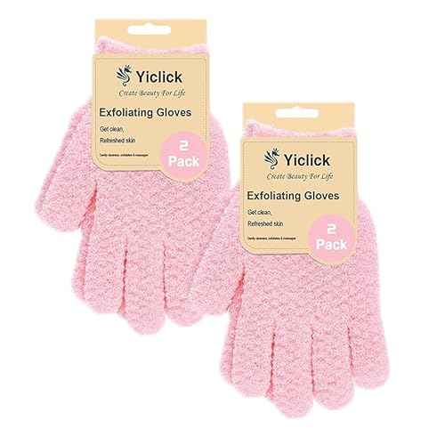 Yiclick Heavy Exfoliating Gloves, Exfoliating Body Scrubber for Bath Shower Exfoliation, Body Scrub Exfoliator for Dead Skin Remover, Exfoliate Sponge Loofah Washcloth Mitt Men Women