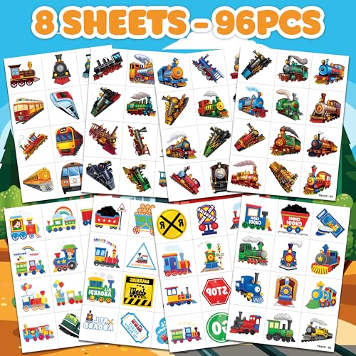 96 Piece Train Temporary Tattoos for Kids - Party Favors