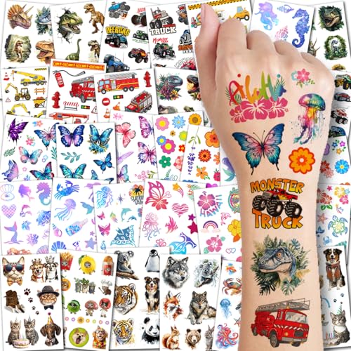 CHARLENT Temporary Tattoos for Kids - 320 Mixed Styles (36 Sheets)