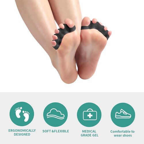 4 Pcs Silicone Toe Spacers – Yoga Toe Separators for Toe Straightening & Relaxation | Correct Overlapping Toes, Bunions, Hammer Toe | Toe Support toe separators for Women & Men (Clear, 3.98)