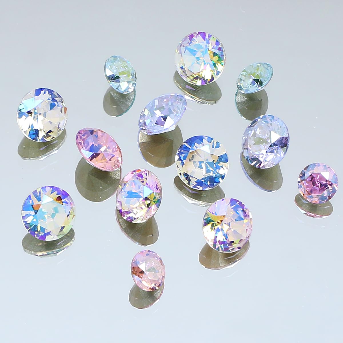 DONGZHOU 45Pcs Rhinestone for Nails，3D Nail Art Rhinestone Round Big Nail Crystals Shiny Nail Diamonds Nail Charms and Gems for Manicure Decoration DIY Crafts