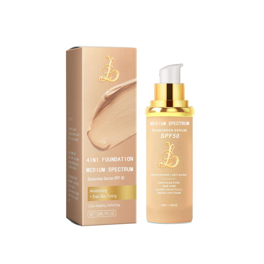 Biology 4-in-1 Foundation Hydrating Medium Spectrum Full Coverage Lotion Foundation, Protecting from Sun with SPF 50+, 4 1 Concealer Waterproof Longwear (Medium, Spectrum)