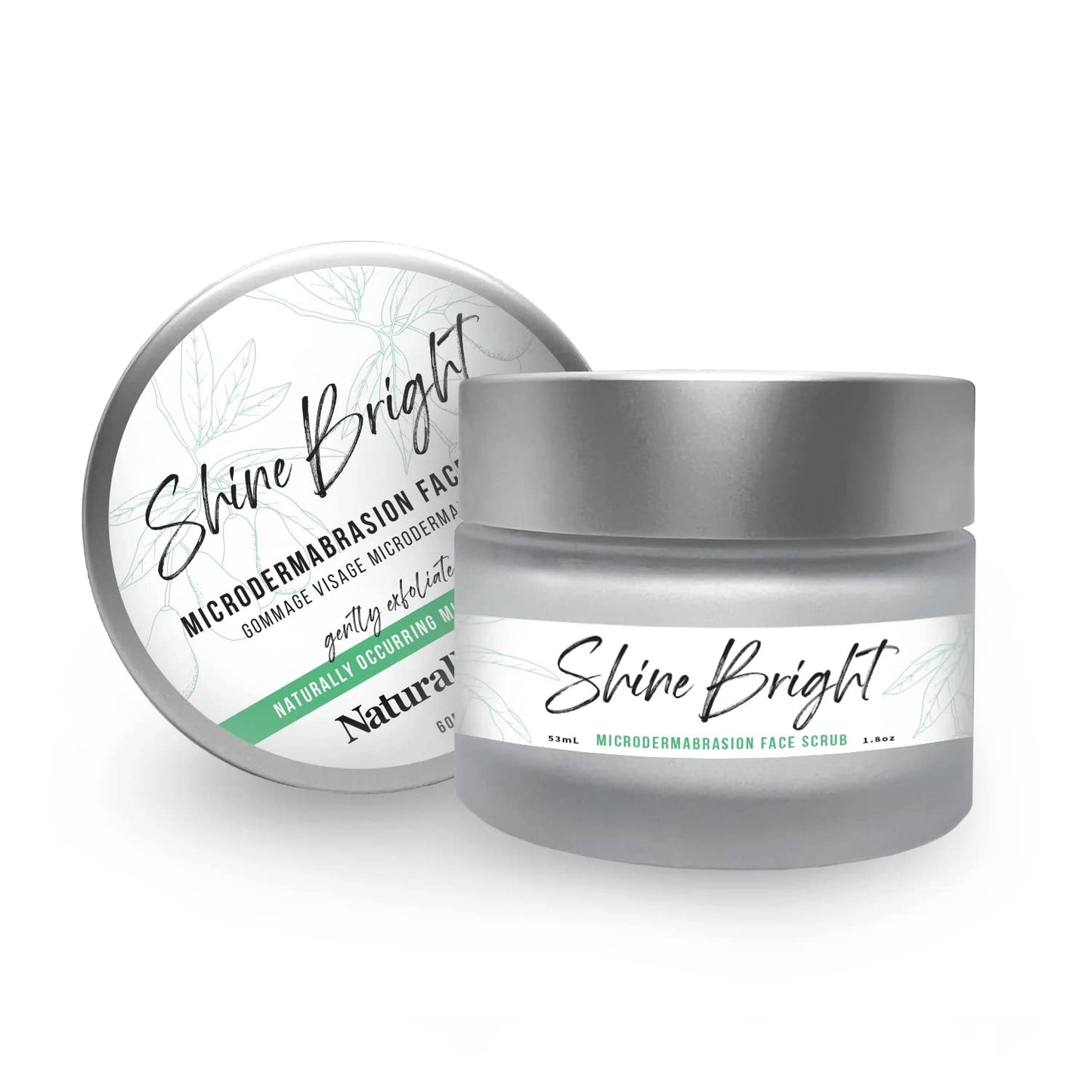 Naturally Vain Shine Bright Microdermabrasion Facial Scrub, Exfoliating Face Scrub, All Skin Types, Brighten Skin, 2 Pack