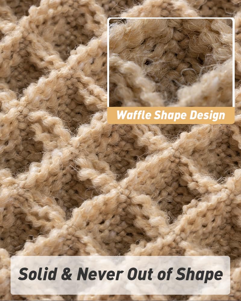 Upgraded Waffle Runner Rug Super Absorbent Non Slip Bath Mats for Bathroom Floor, Machine Washable Bathroom Runner Rug with Tassels, Ideal for Hallway Bedroom Laundry Room, Brown, 2'x 4'(24" x 48")