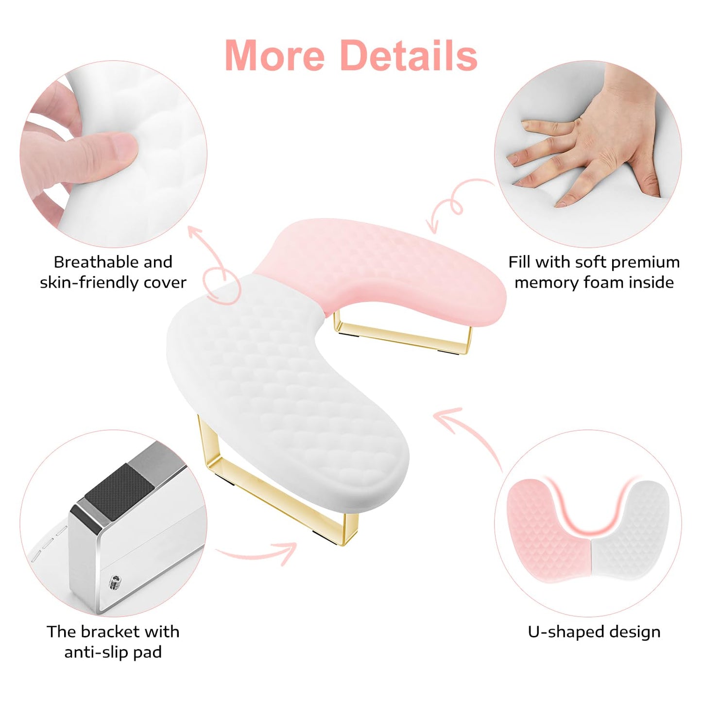 Nail Arm Rest,Soft Memory Foam U-shaped Nail Hand Rest Cushion for Acrylic Nails,Nail Arm Rest Stand with Inclined Legs,Anti-slip Bracket,Manicure Salon Home Nail Tech Use (Patchwork Color)