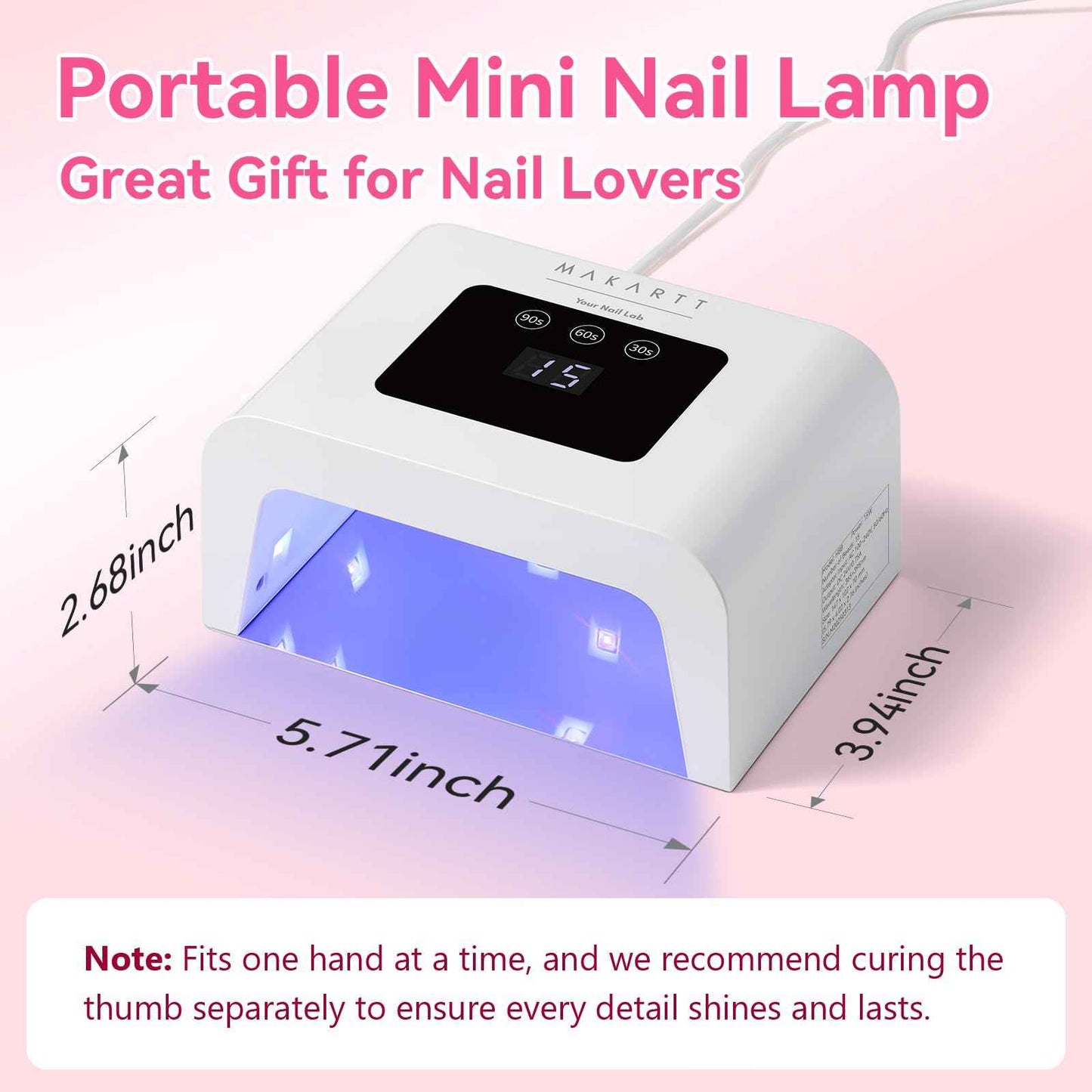 Makartt Mini UV Light for Gel Nails - Fast Curing UV LED Dual Light Nail Dryer Cure Lamp with 3 Timers & Auto Sensor for All Nail Art Design Salon Home DIY Use (Plug-in Model)