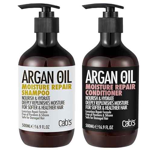 Cab's Argan Oil Shampoo and Conditioner Set for Women and Men - Best Gift for Damaged, Thinning Hair, Curly or Frizzy Hair - Paraben Free 2 x 16.9 fl oz