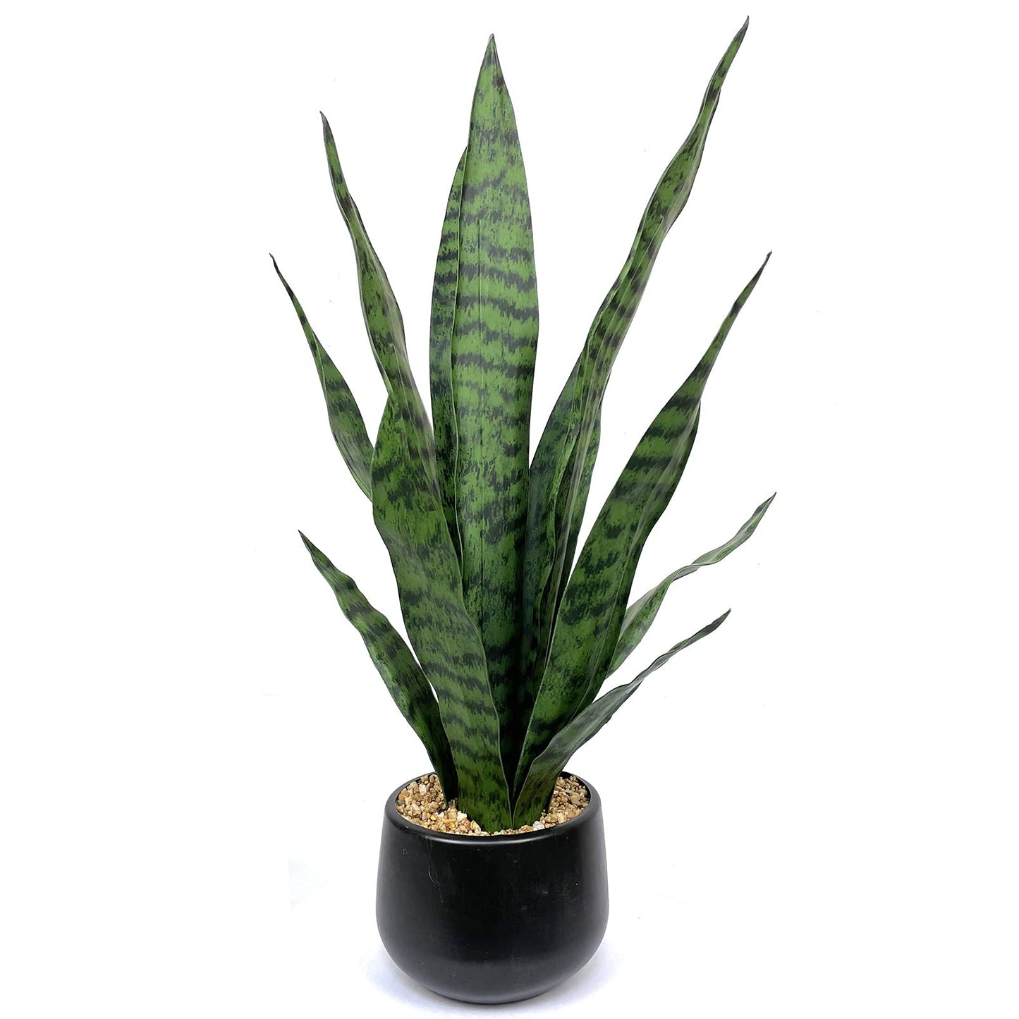 Ollain Artificial Snake Plant with Potted 23.6" Fake Plastic Sansevieria Faux Plants in Pot for Outdoor Window Box Verandah Planter Indoor Outside Home Garde Office Room Gardening Decoration