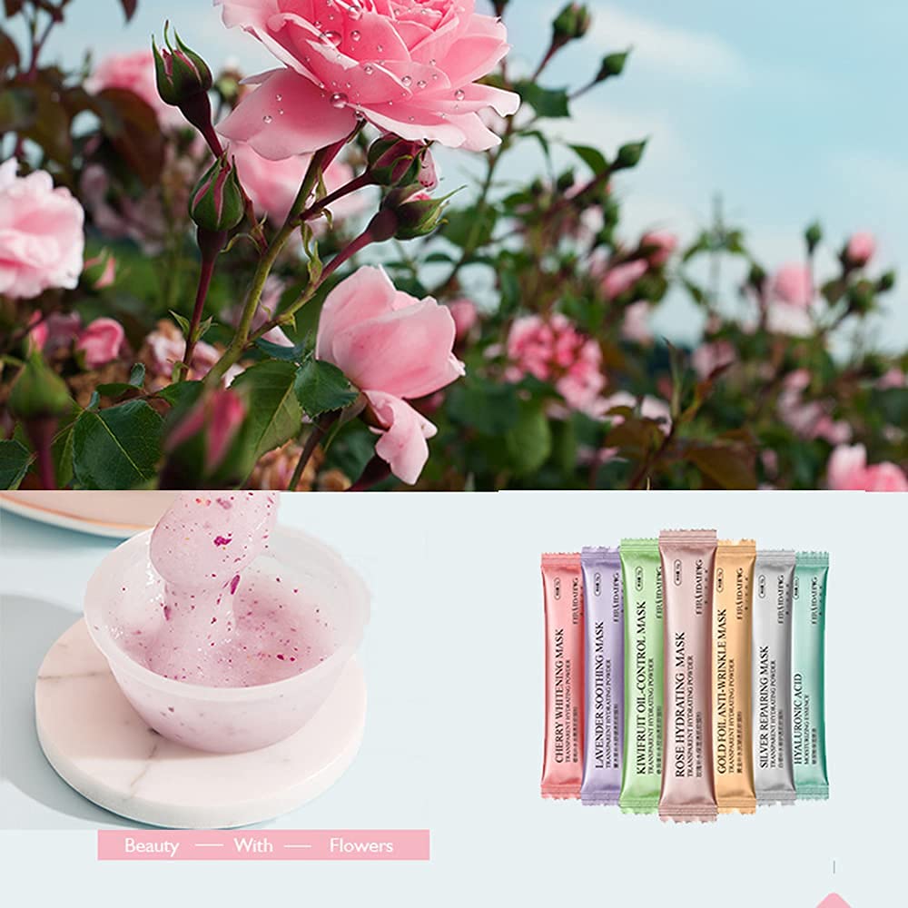 Newfacefure 12 Sacks Diy Spa Rose Hyaluronic Acid Hydro Jelly Facial Mask Powder Collagen Vitamin C Peel off Rubber Face Mask (6 styles)