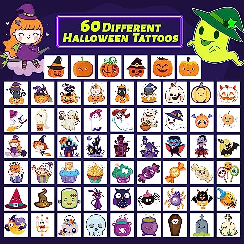Winthrop 240 Pcs Glow in Dark Halloween Temporary Tattoos