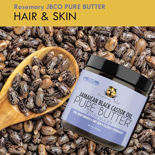 Sunny Isle Rosemary Jamaican Black Castor Oil Pure Butter 4oz | Stimulates Hair Growth | Effective Moisturizer Hair & Skin | All Types & Textures