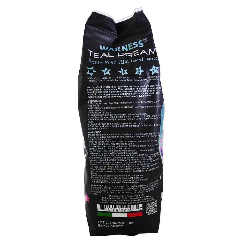 Waxness Teal Dream Rosin Free Glitter Hard Wax 2.2 lb 1 kg