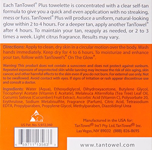 Tan Towel Plus Self-Tan Towelette Full Body, 5 Count (Pack of 1)