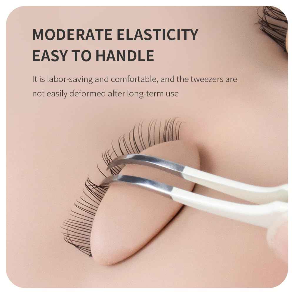 ANNAFRIS Lash Tweezers for Eyelash Extensions,Precision Fiber Tip for Volume Eyelash Extension,Lash Extension Tweezers for Easy Application and Removal (White, 1PC-08)