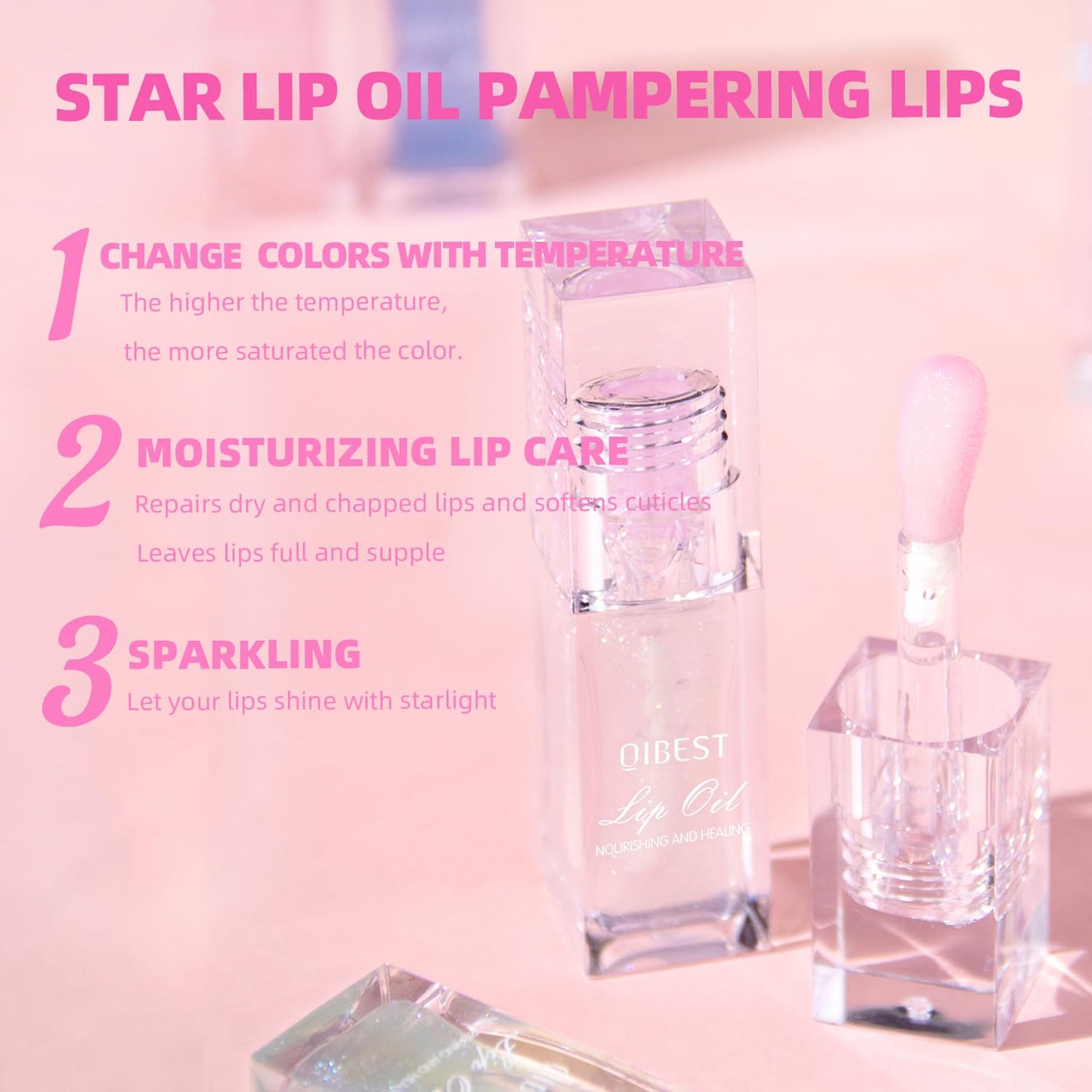 Magic Color Changing Moisturizing Lip Glow Oil, 2024 New Plumping Glitter Color Changing Lip Oil, Hydrating Lip Gloss Lip Balm Nourishing Lip Care Non-sticky Lip Oil