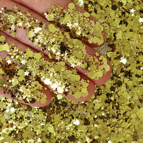 Gold - Face & Body Chunky Glitter - Hair, Makeup, Face, Body, Nails, Resin, Slime, Bath-Bombs, Candles, Arts & Crafts, and More - Solvent Resistant