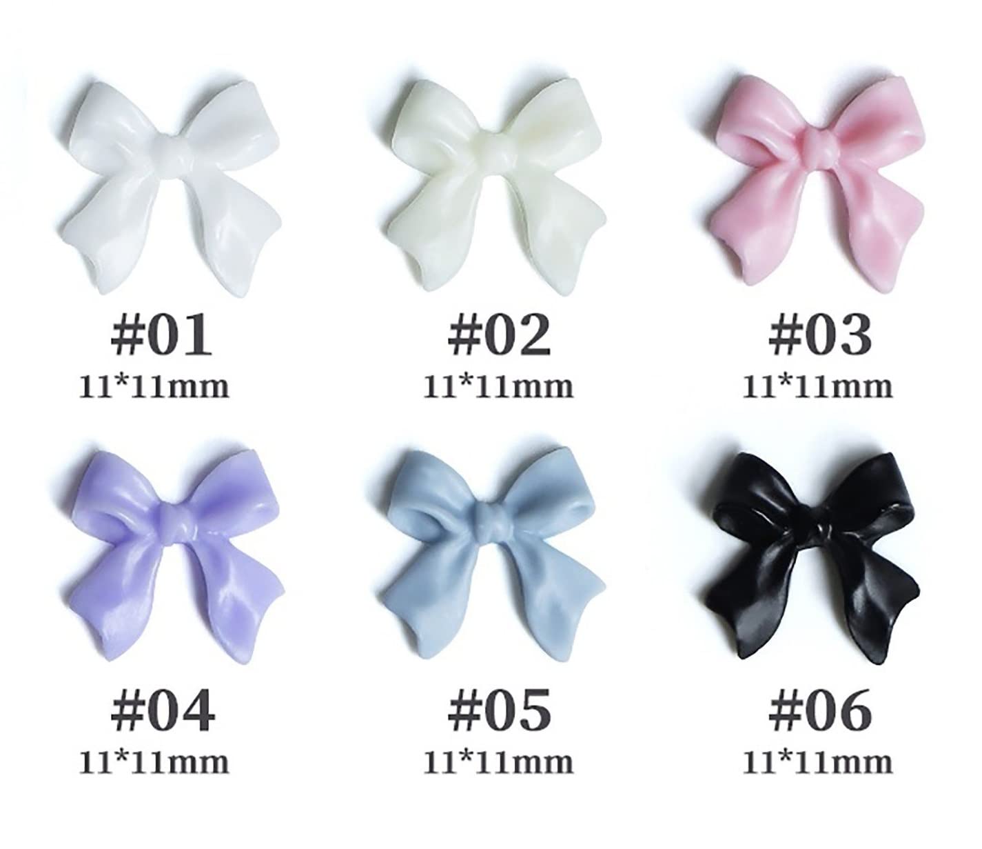 Mixed 30 Pcs Pink, White Ribbon Resin Bow Nail Charm, 3D Nail Charms, Rhinestone Nail Art, Nail Decoration Korean Style (Black)