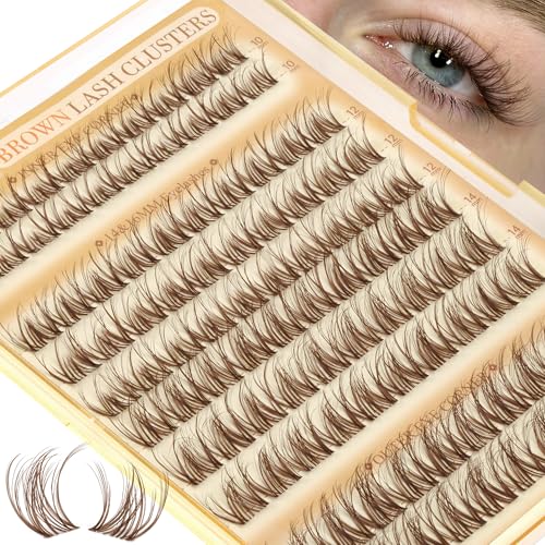 Brown Eyelash Clusters 10-16MM DD-Curl Wispy Extensions by Pleell