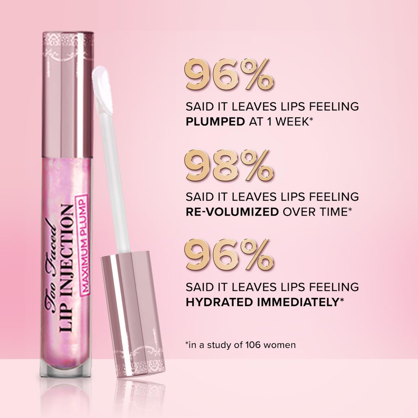 Too Faced Lip Injection Maximum Plump Extra Strength Lip Plumper Gloss | Hydrating + Plumping, 0.14 Fl Oz, Original