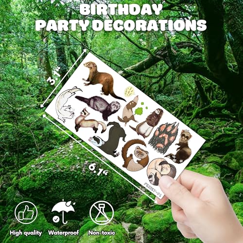 100 PCS Funny Ferret Decoration Birthday Party Decorations Favors Supplies Themed Decor Ferret Art Temporary Tattoos Stickers Girls Boys Classroom School Prizes Reward