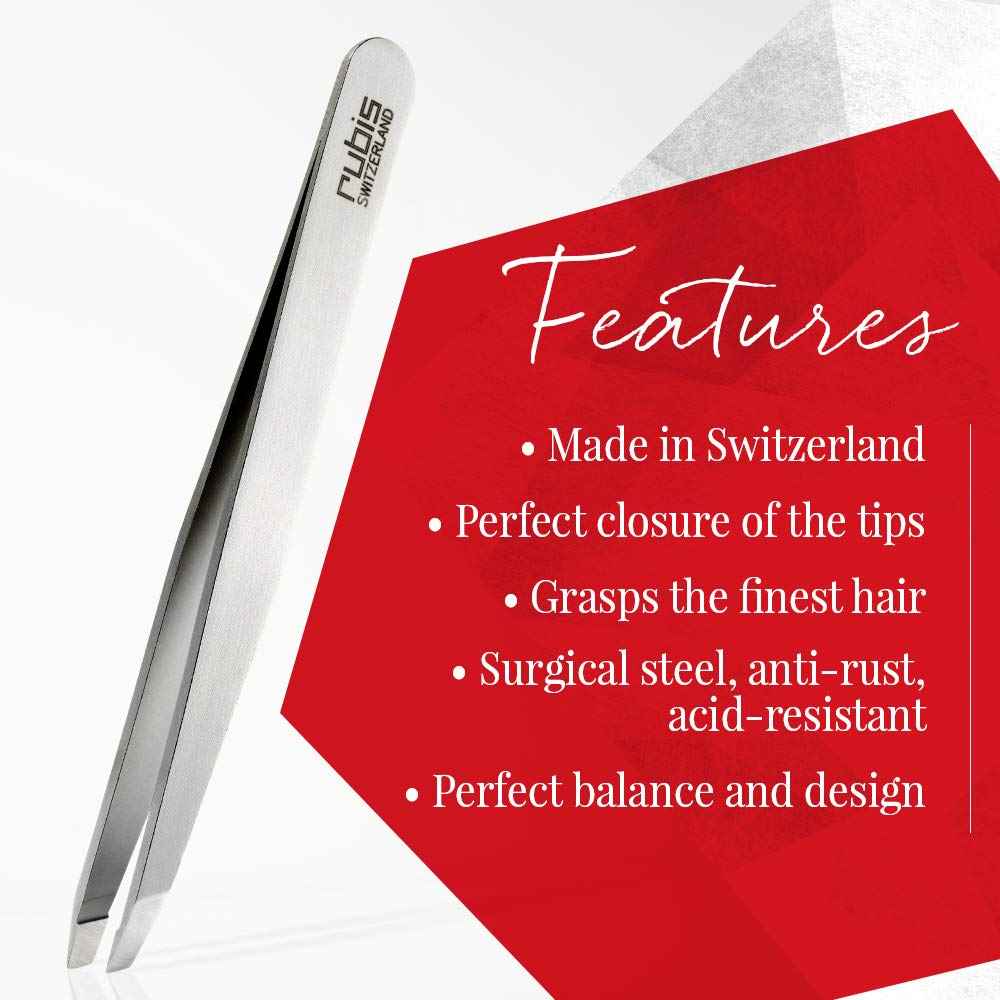 Rubis Switzerland Slanted Tip Tweezer-Silver