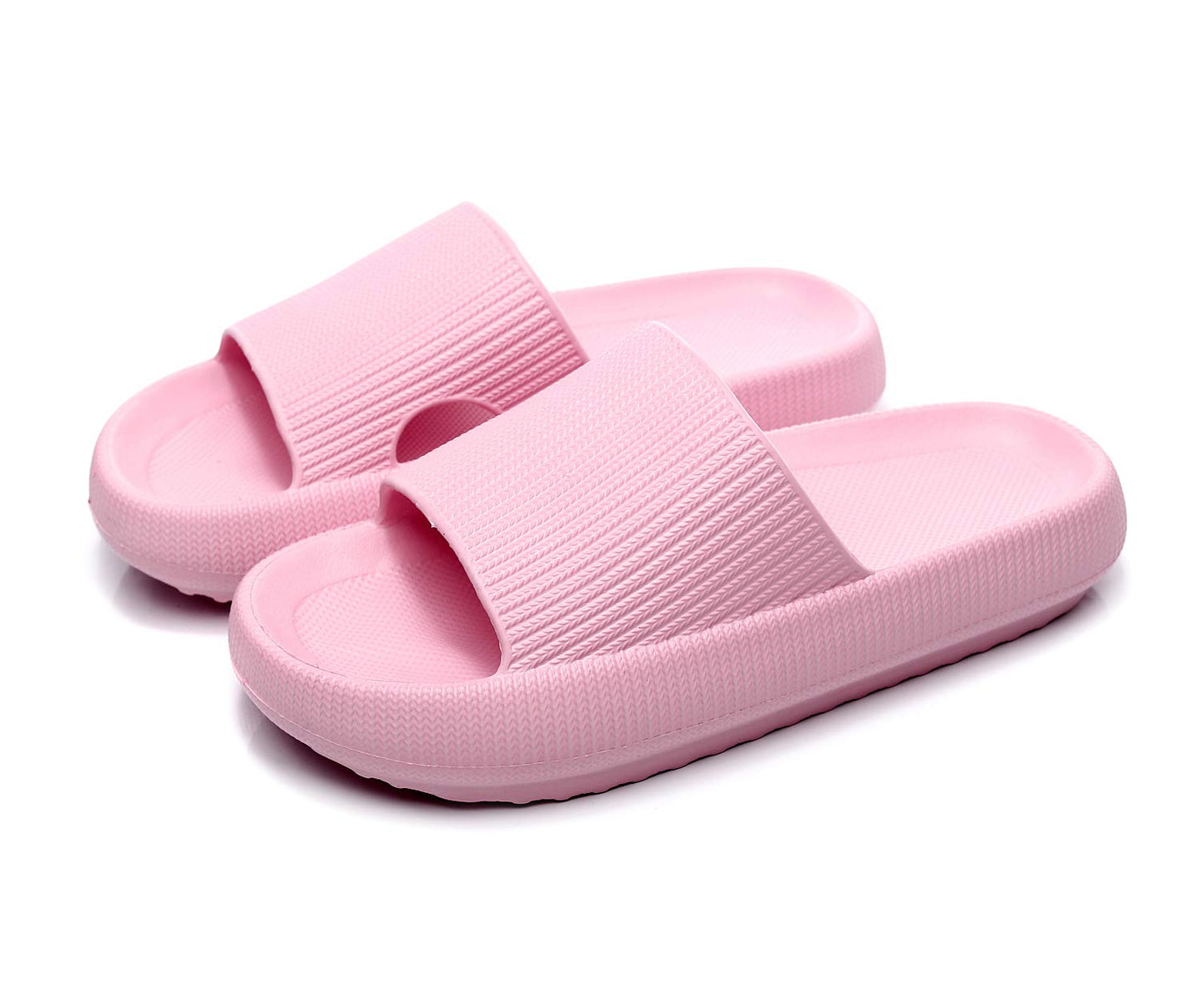 Pillow Slippers for Women, Non-Slip Massage Foam Shower Bathroom Home Floor Thick Sole Quick Drying Cloud Cushion Womens Mens Sandals, Soft Comfortable Platform Open Toe Shoes (Pink, Eur36/37)