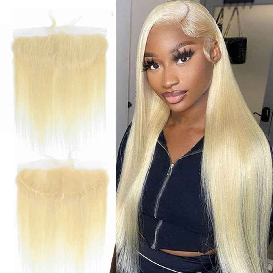 Blonde 613 13x4 Lace Frontal Only Straight Human Hair Transparent Lace Front Hair Extensions 14 Inch True to Length
