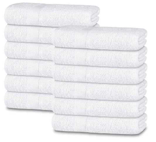 White Classic 12-Pack Cotton Face Towels, 100% Ring Spun Cotton, Ultra Soft Absorbent Spa Towels for Bathroom, Kitchen and Face Cleaning