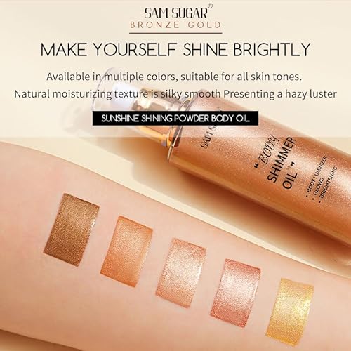 Shimmer Body Oil, Long Lasting Moisturizing Body Glow Oil for Women Face Luminizer Highlighter Makeup 100ml Glitter Shimmer Lotion for Glow Skin (Light Rose Gold)