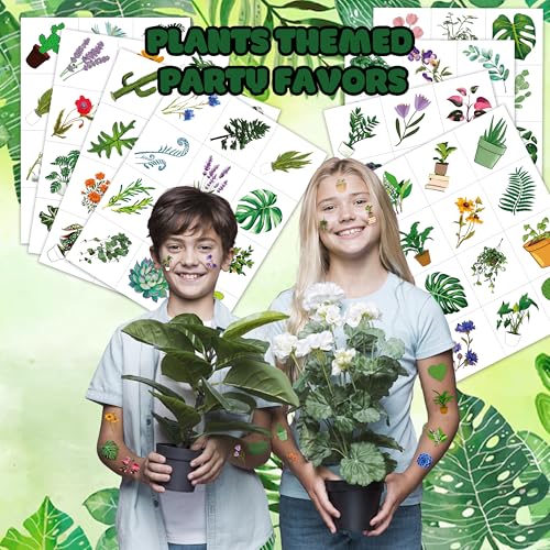 96 PCS Plants Save The Earth Day Pre-Cut Temporary Tattoos Themed Birthday Party Decorations Favors Supplies D?cor Environment Tree Flowers Tattoo Stickers Gifts For Game Boys Girls Classroom School