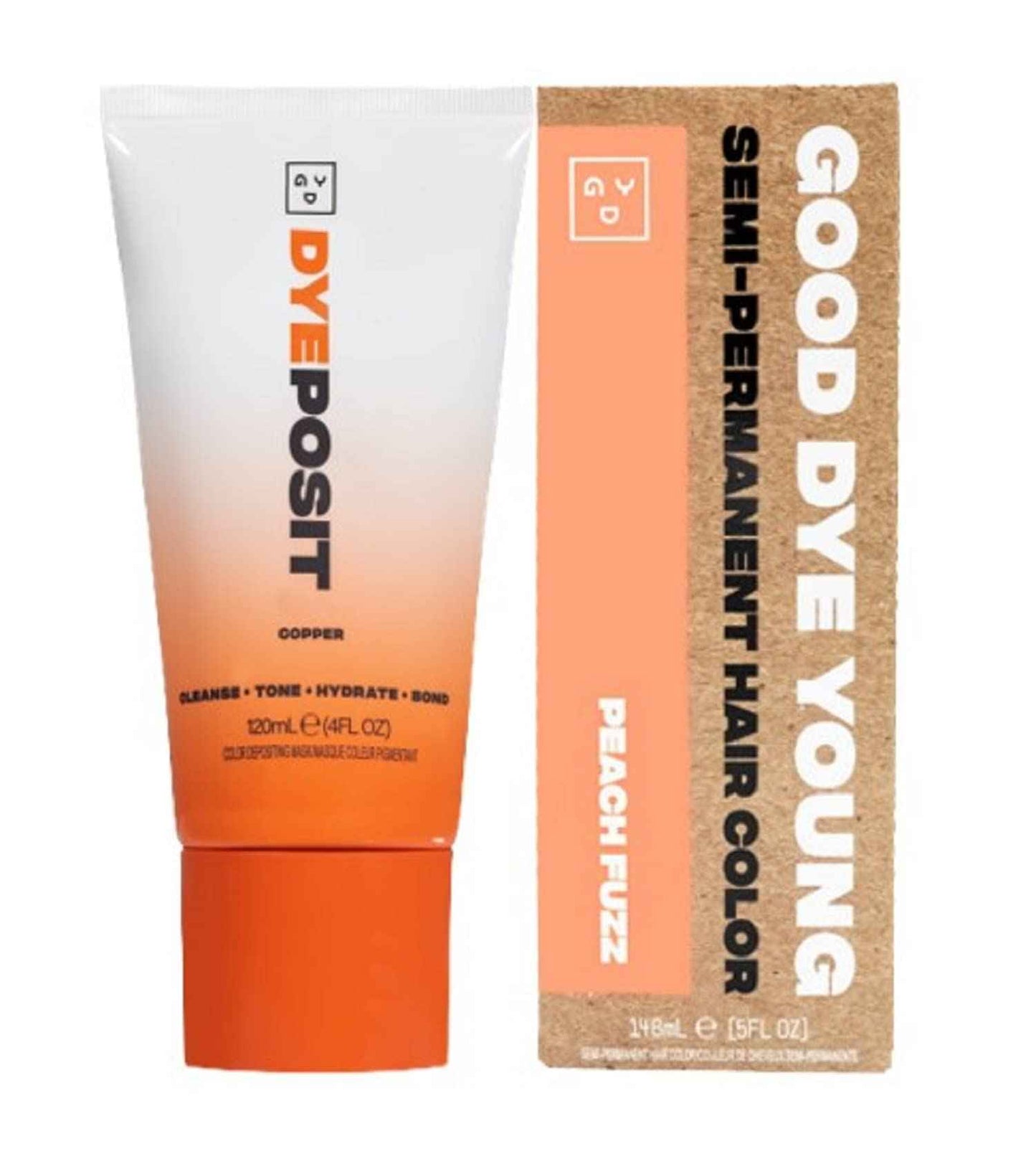 GDY DYEposit Color Depositing Conditioner (Copper) and Semi Permanent Hair Dye (Peach Fuzz)