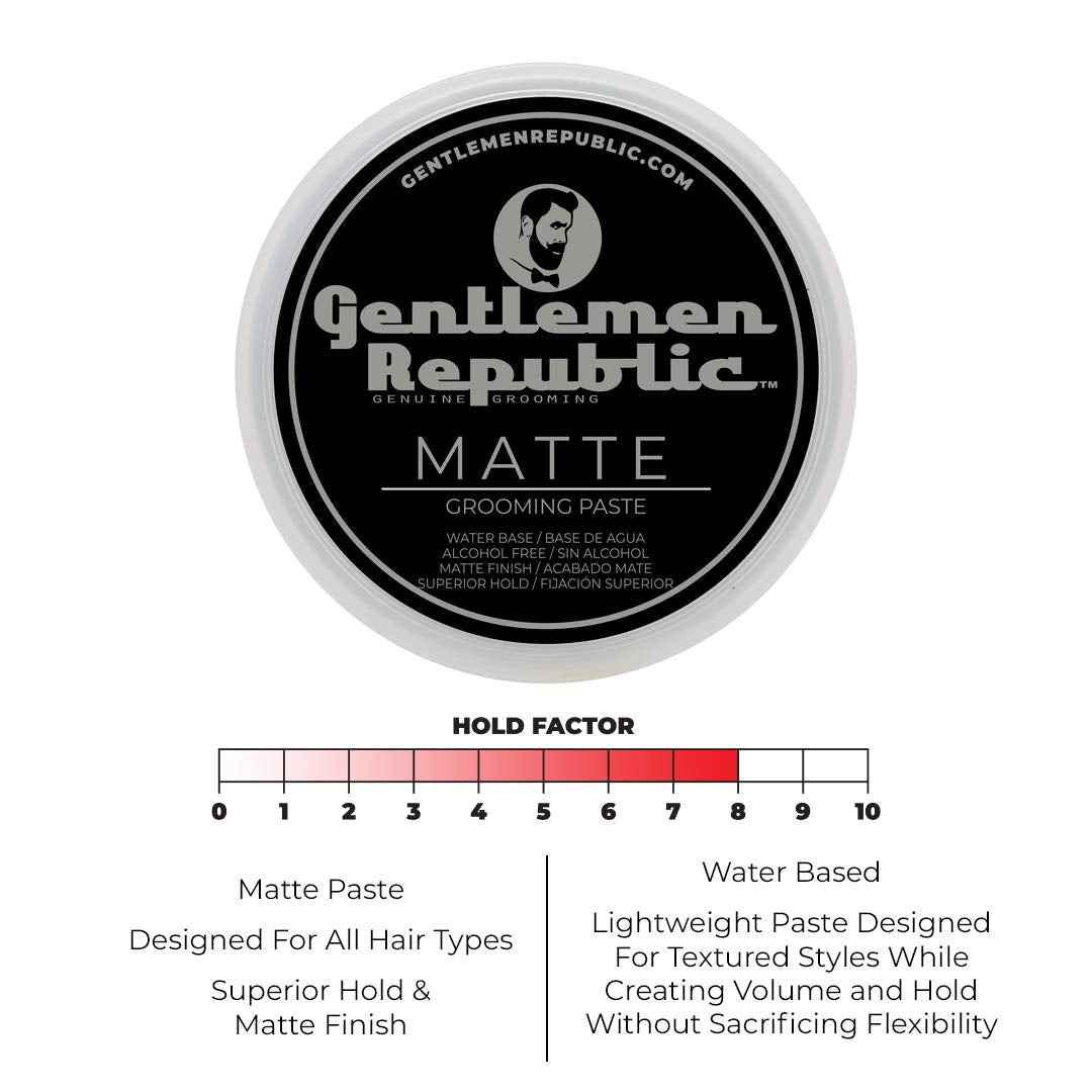 Gentlemen Republic 4 Oz(Pack of 2) Matte Paste - Water-Based Professional Formula with Superior Hold and Matte Finish for a Natural Look, Made in the USA