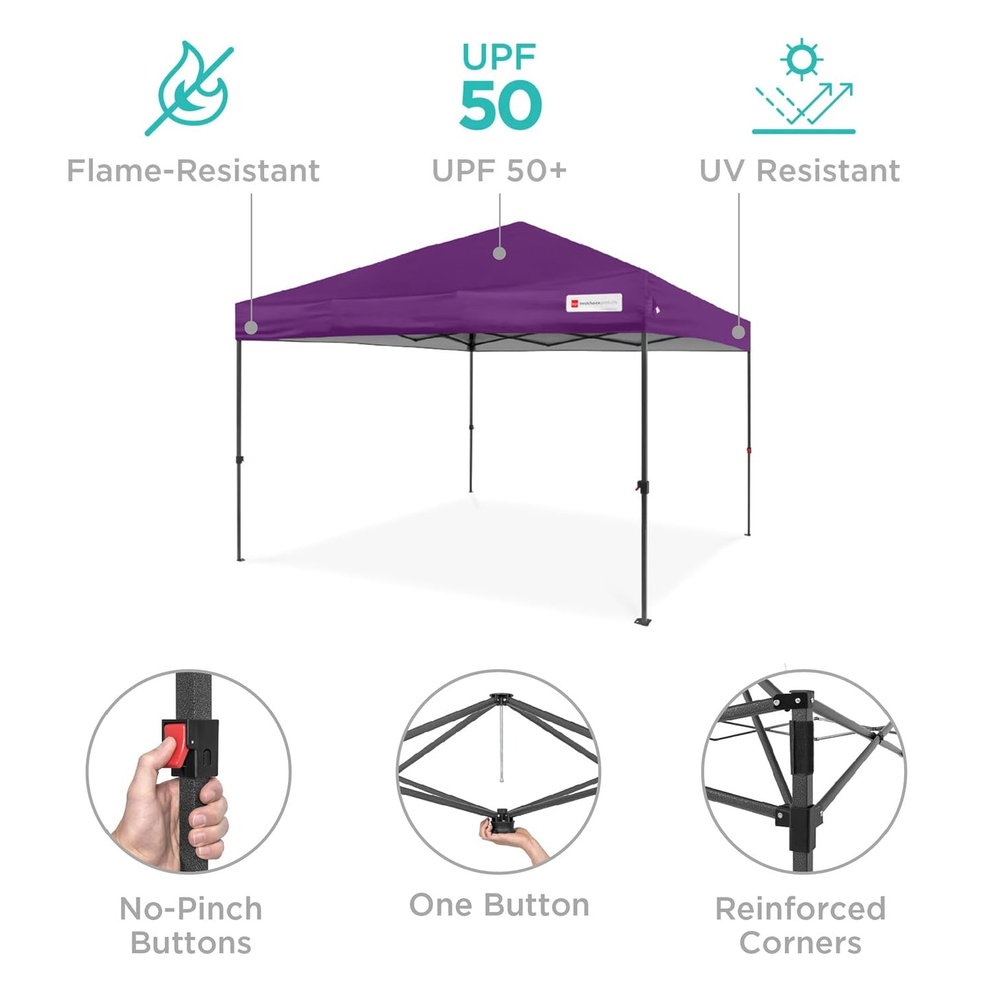 Best Choice Products 8x8ft 1-Person Setup Pop Up Canopy Tent Instant Portable Shelter w/ 1-Button Push, Case, 4 Weight Bags - Amethyst Purple