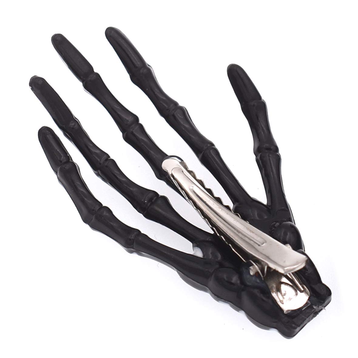 5 Pairs White and Black 3" Skeleton Hands Hair Clips Skull Bone Shape Hairpins Halloween Party Accessories