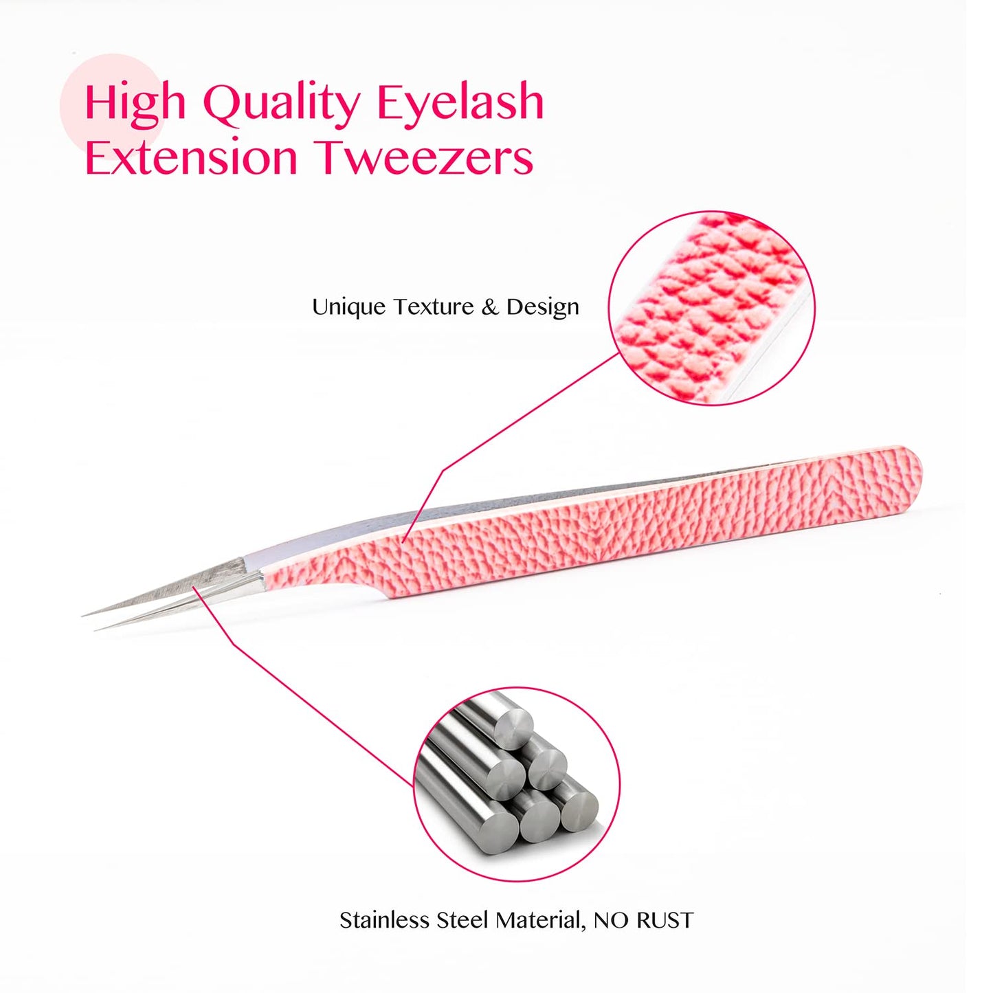 Kolybel Eyelash Extension Tweezers Professional Stainless Steel Lash Tweezers for Mega Volume & Make Volume Fans Lashes Eyelashes Extensions Applying Tweezers（Red-K04)