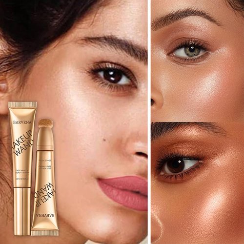BARVENA Liquid Highlighter Wand，Liquid Highlighter Makeup Wand For Luminous, Glowing Skin, Buildable Formula, Vegan & Cruelty-Free Highlighter stick (Rose Ember)
