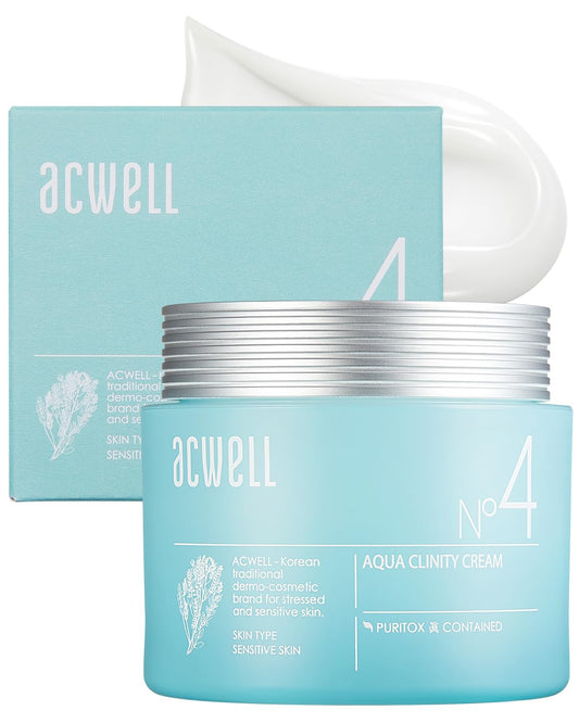 ACWELL Aqua Clinity Cream - 24hr Soothing Moisturizer for Face, Ideal for Sensitive Skin - Non-Sticky, Refreshing Gel, Intensive Hydrating for Day and Night Skincare, 1.69 oz.