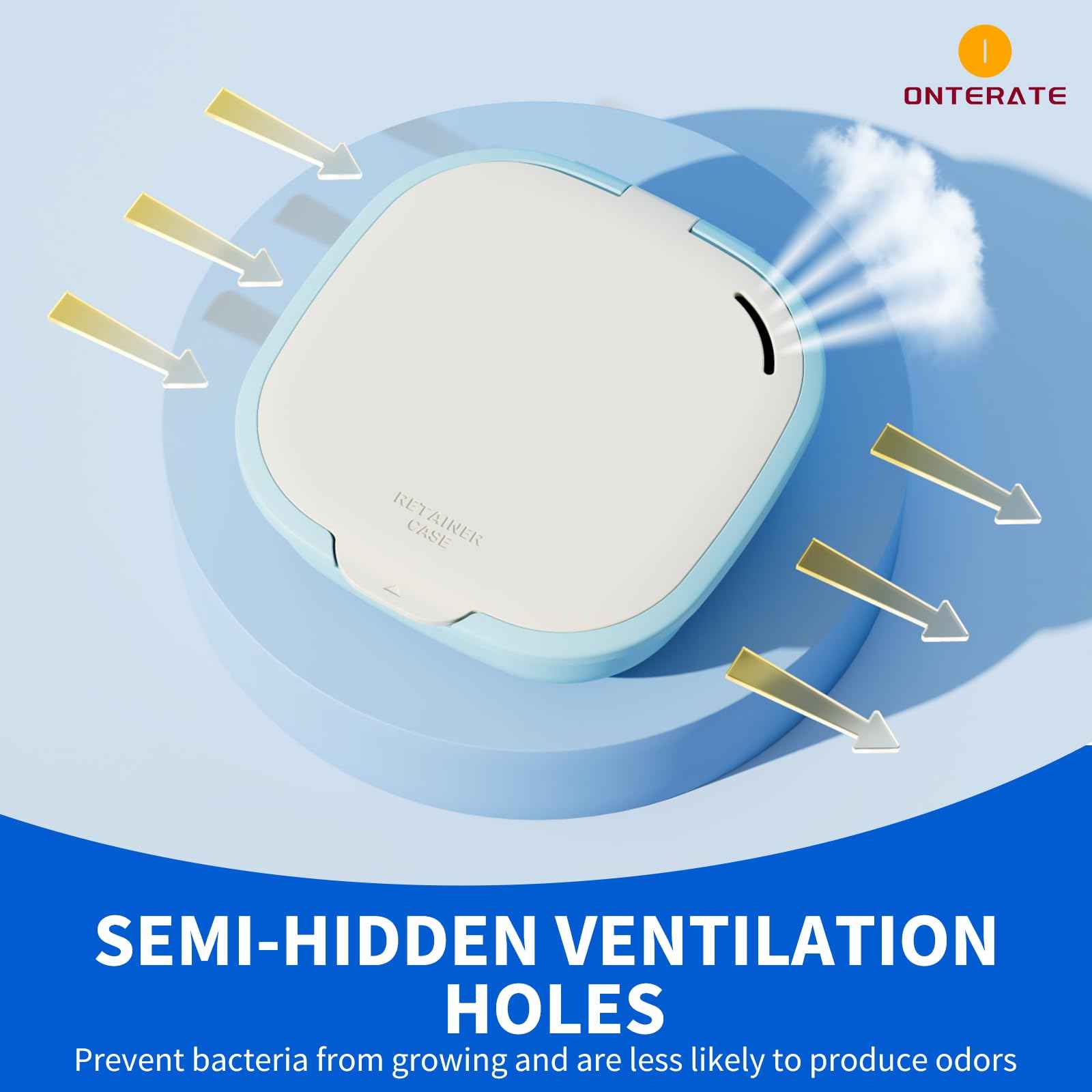 ONTERATE Magnetic Retainer Box with Mirror, Compact Denture Case with Vent Holes & Retainer Remover Tool & Chewies & Brush, Protable Aligner Cleaner Case for Night Mouth Guards, Braces (Pink Green)