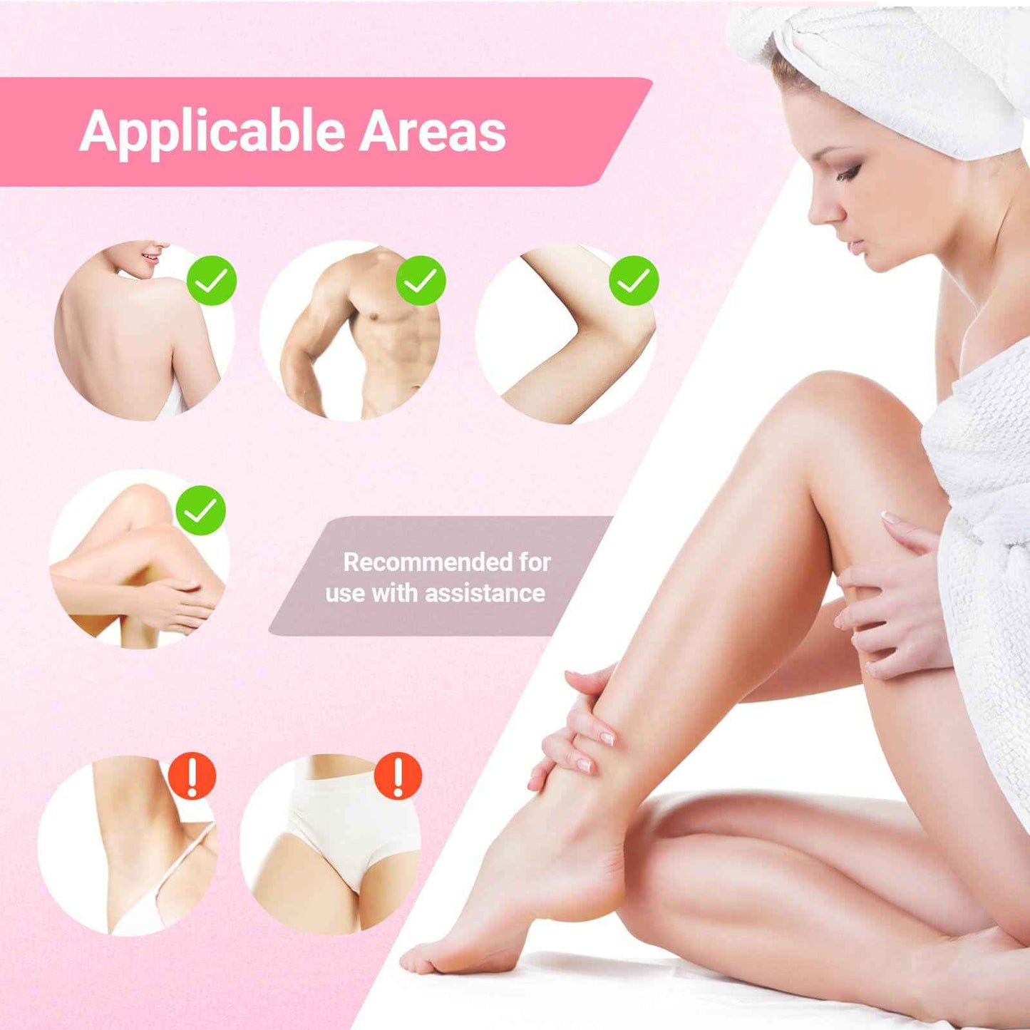 Waxpro Roll On Wax Kit for Women - Easy to Use - At-Home Hair Removal for Body (Arms & Legs) with 2 Honey Wax Roller Cartridges & 50 Strips (Pink)